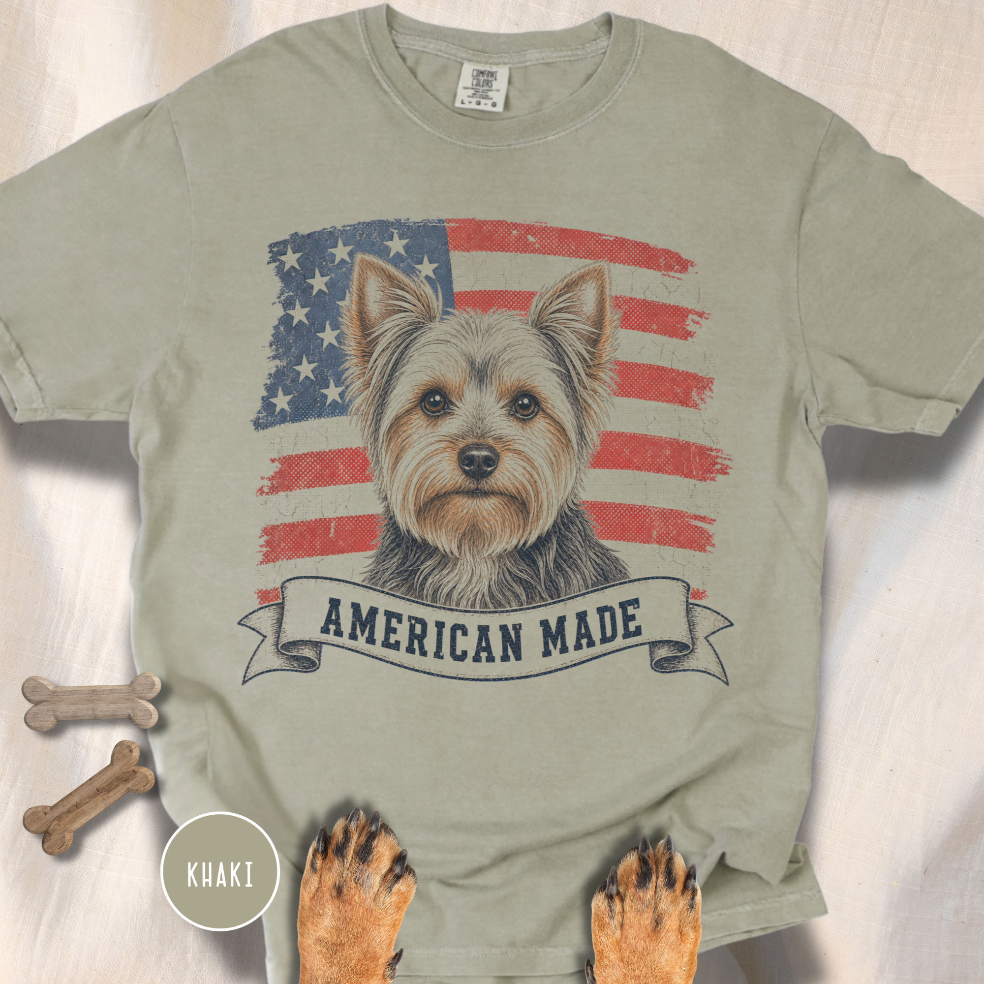 Yorkshire Terrier American Made USA flag T-shirt