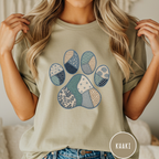 Faux Patchwork Coastal Dog Paw T-shirt