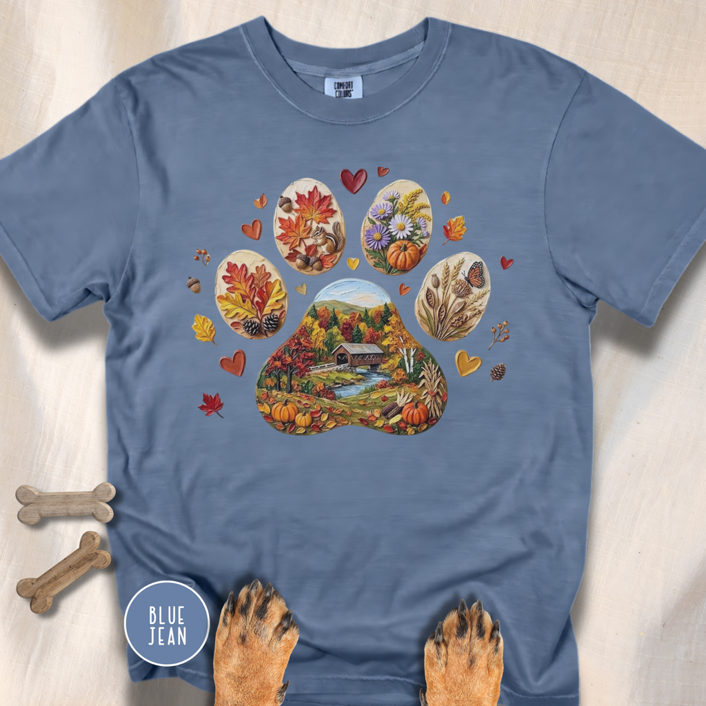 Fall in New England Dog Paw T-shirt