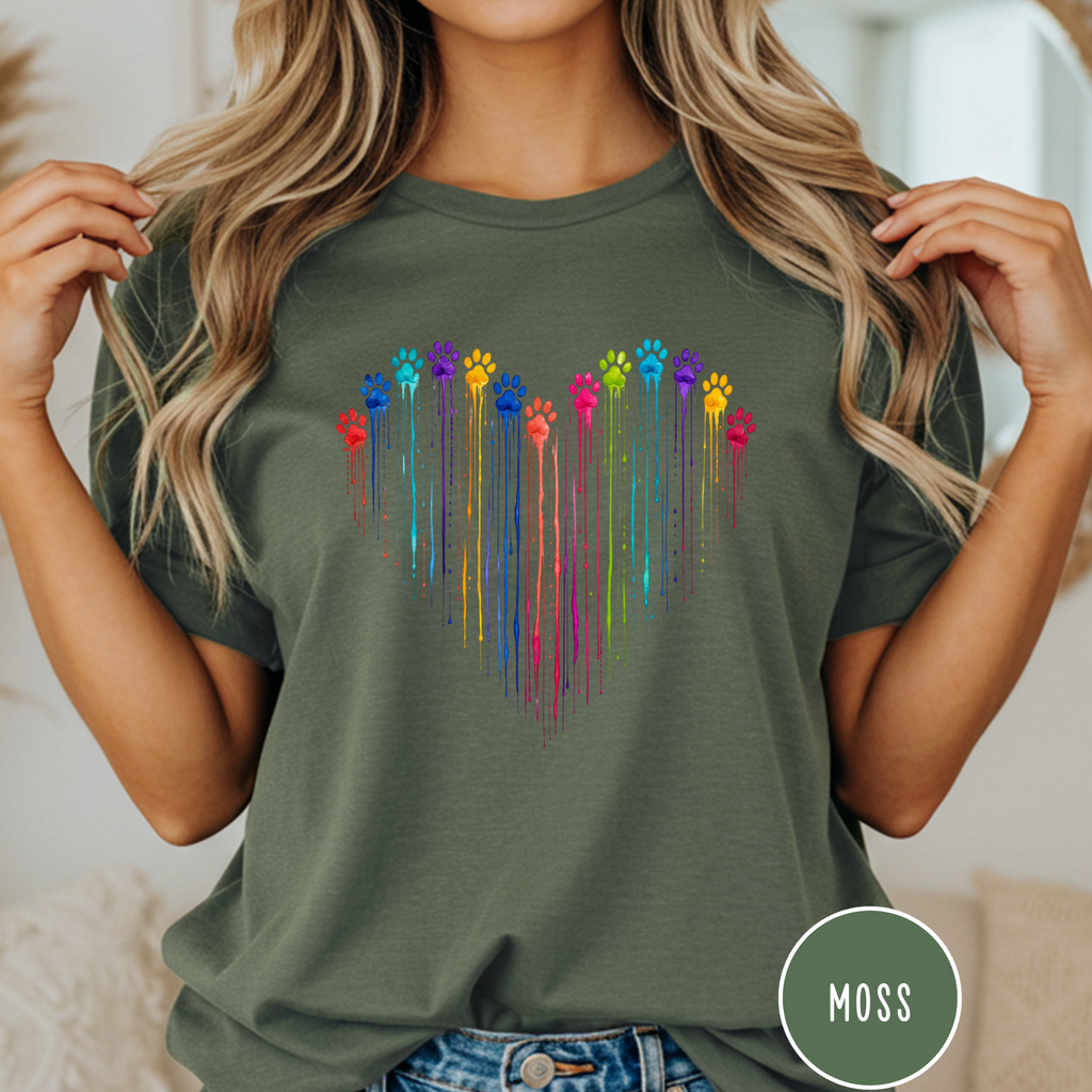 Paw Print Paint Heart T-shirt