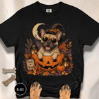 French Bull Dog in a Jack-o-Lantern T-shirt