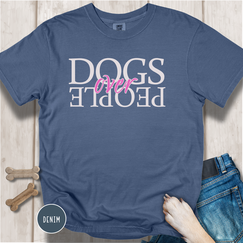 Dogs Over People Cream and Pink T-shirt