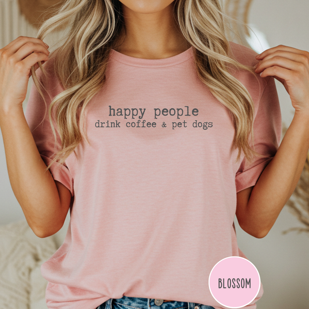 Happy People Drink Coffee and Pet Dogs T-shirt