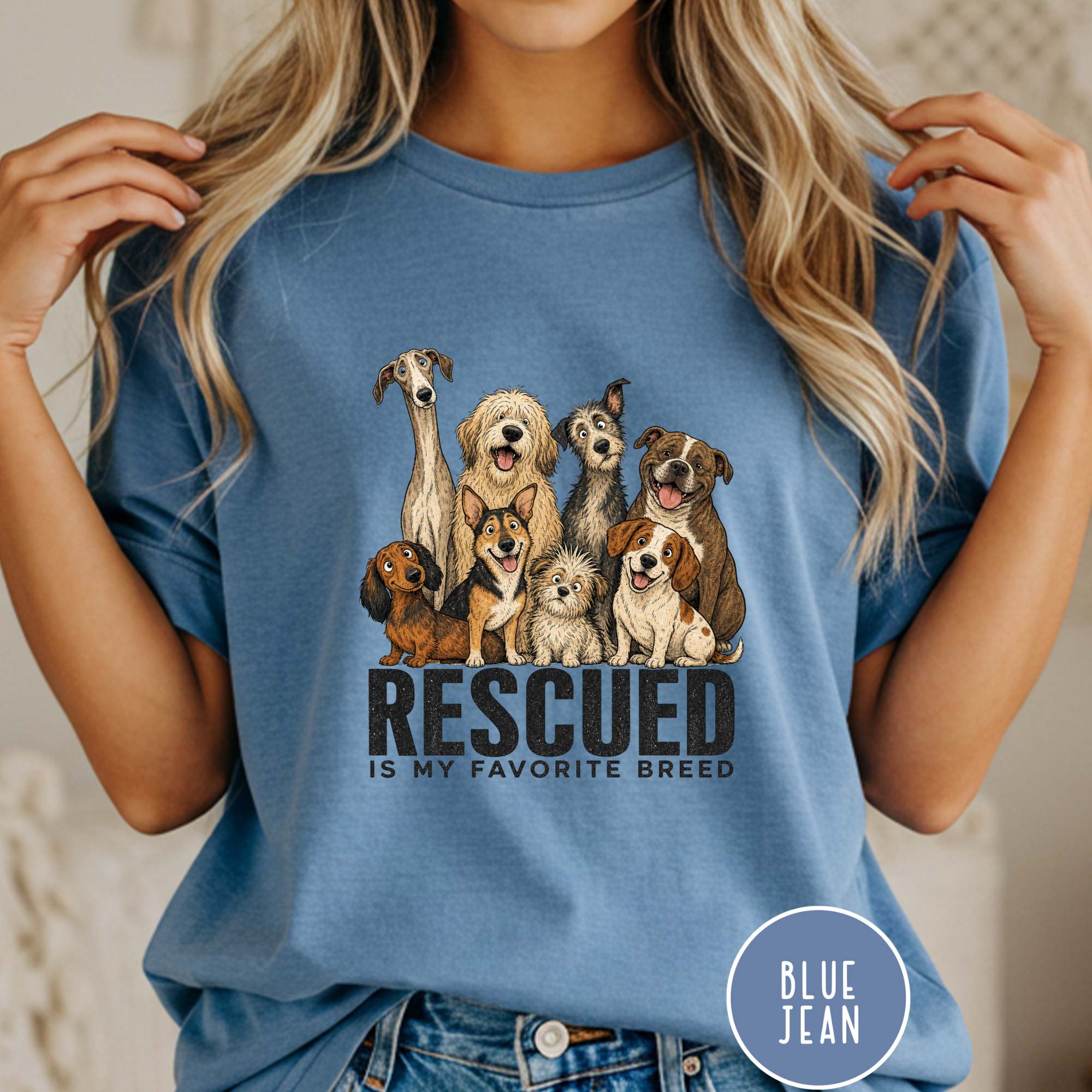 Rescued is My Favorite Breed Group Photo T-shirt