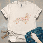 Long Haired Dachshund Floral T-shirt