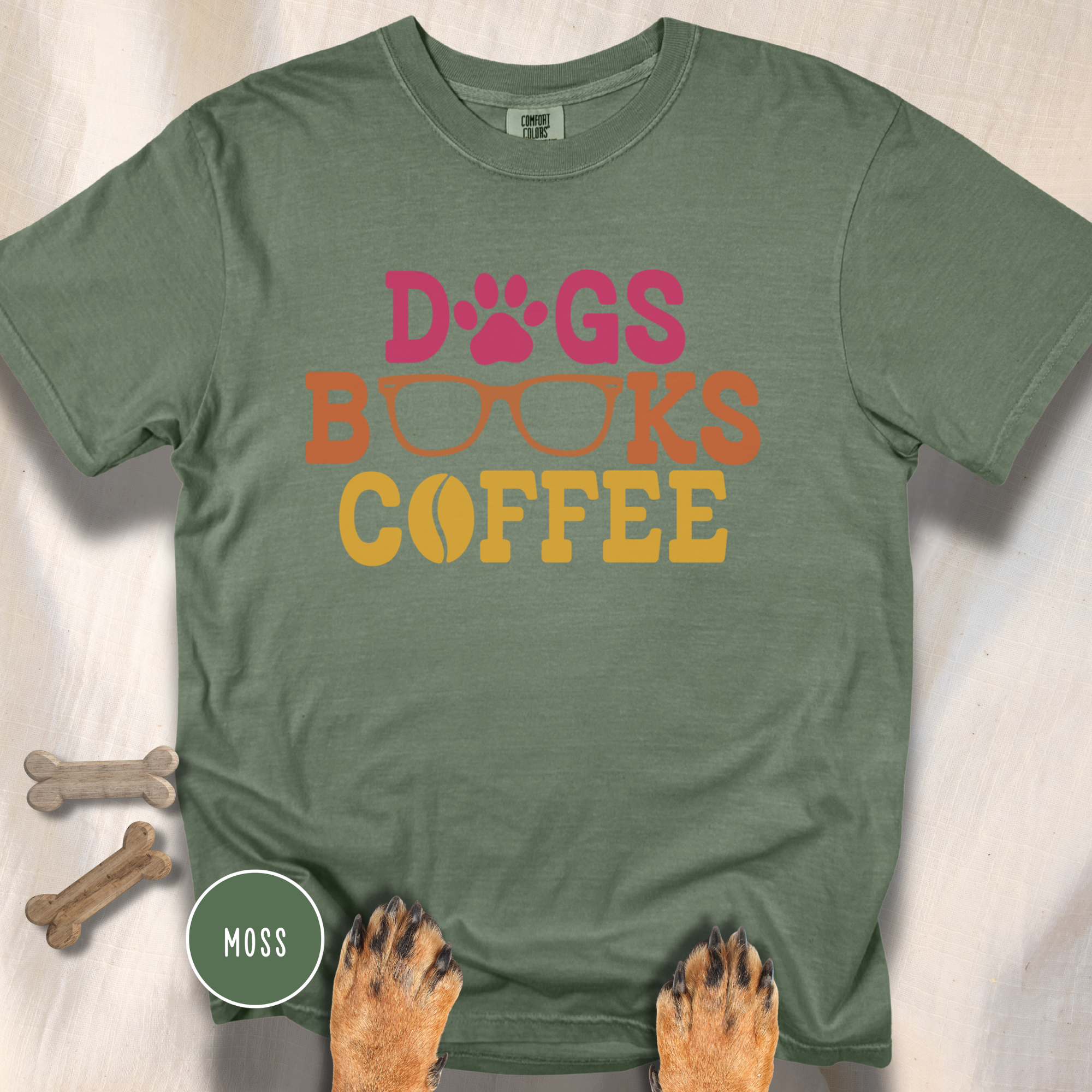 Dogs Books Coffee T-shirt