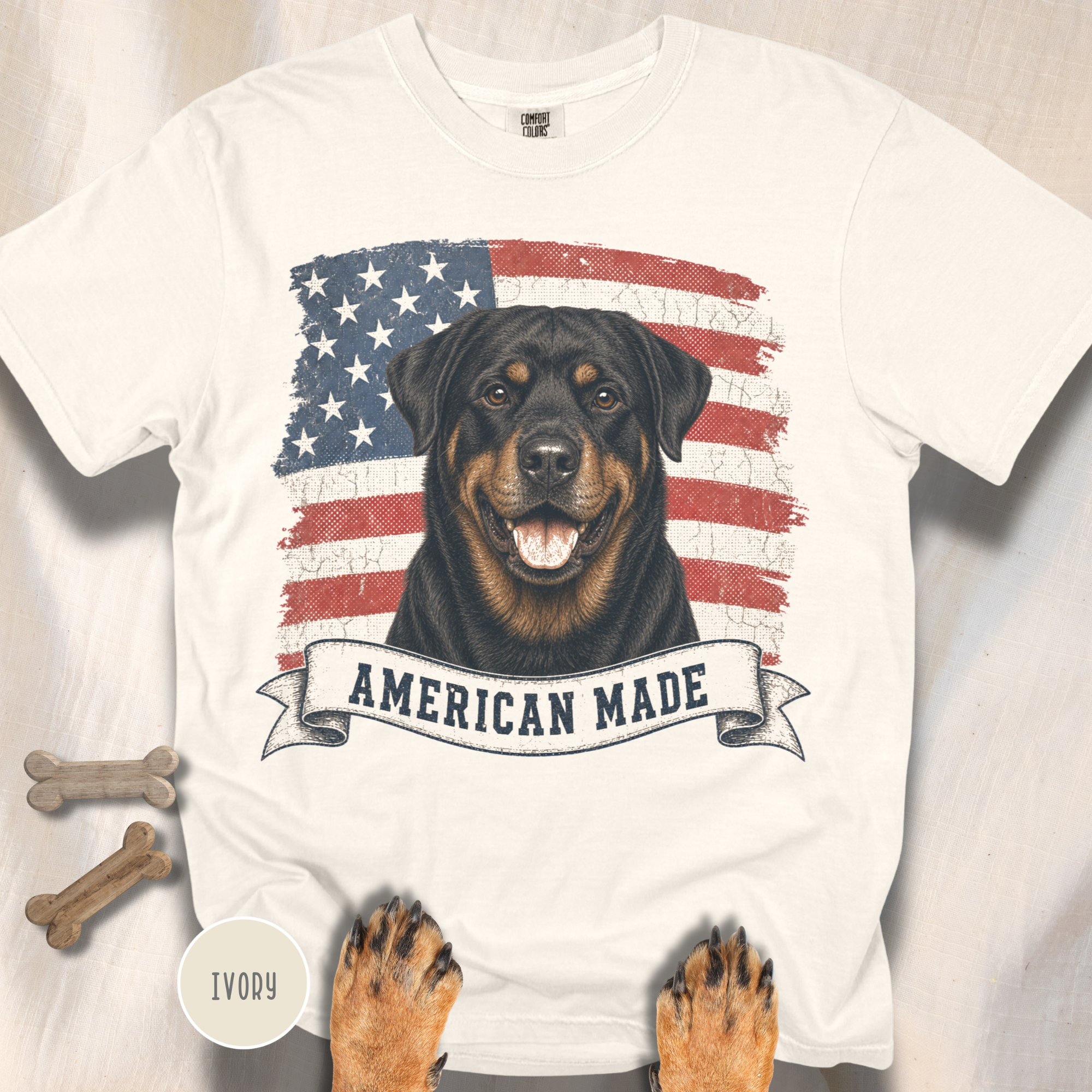Rottweiler American Made USA flag T-shirt