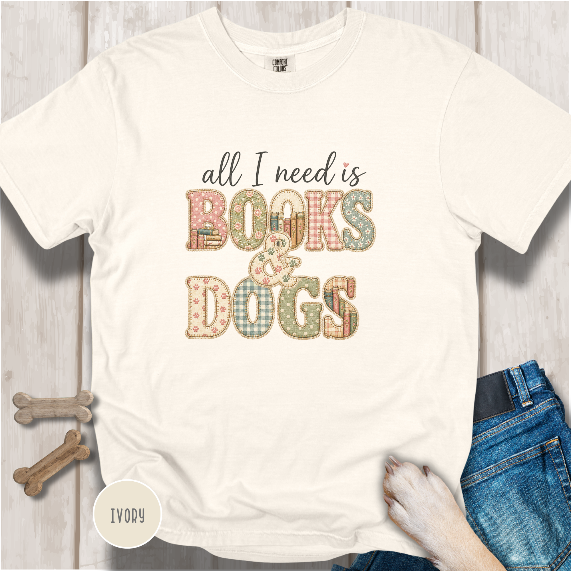 All I Need is Books & Dogs T-shirt