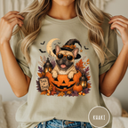 French Bull Dog in a Jack-o-Lantern T-shirt