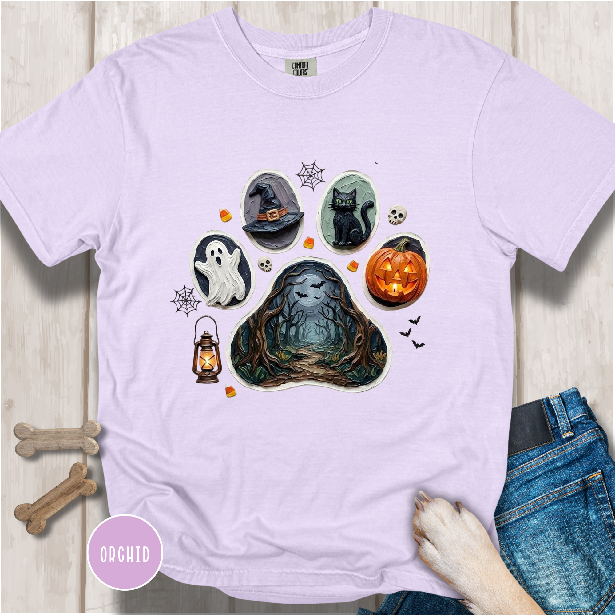 Spooky Season Dog Paw Comfort Colors T-Shirt