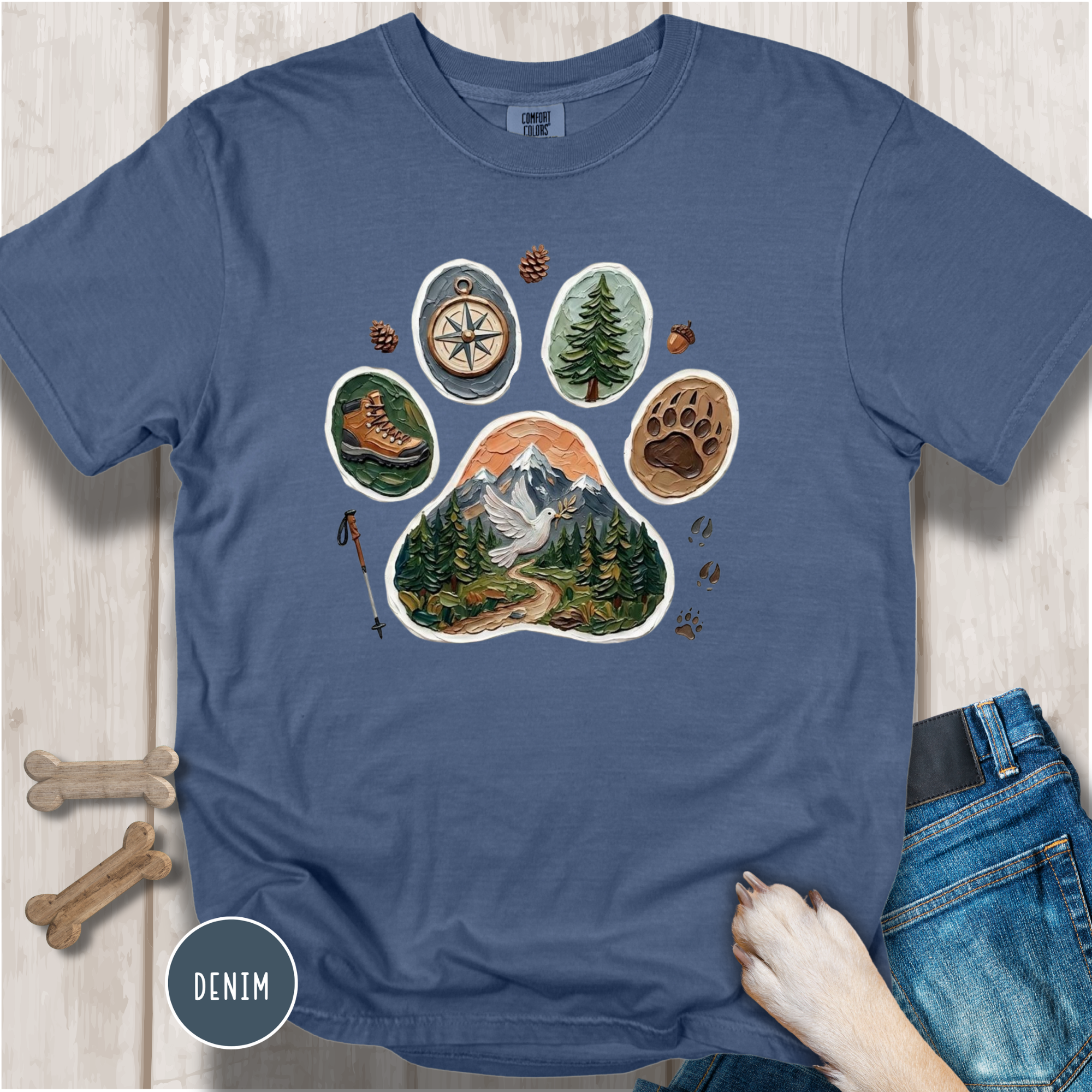 Trail Dog Paw Comfort Colors T-Shirt