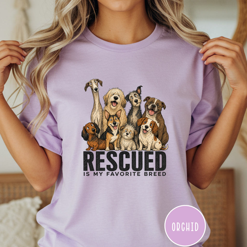 Rescued is My Favorite Breed Group Photo T-shirt