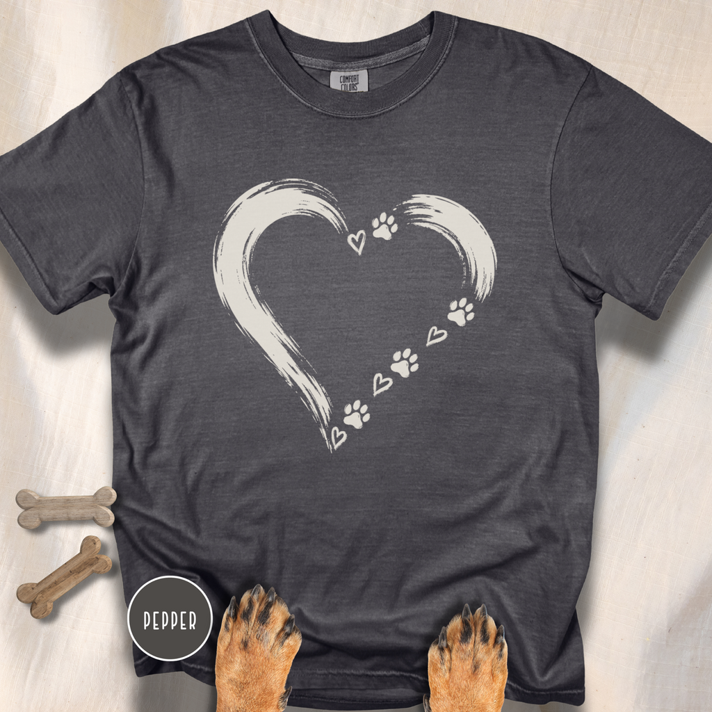 Brushstroke Heart Dog Paw T-Shirt