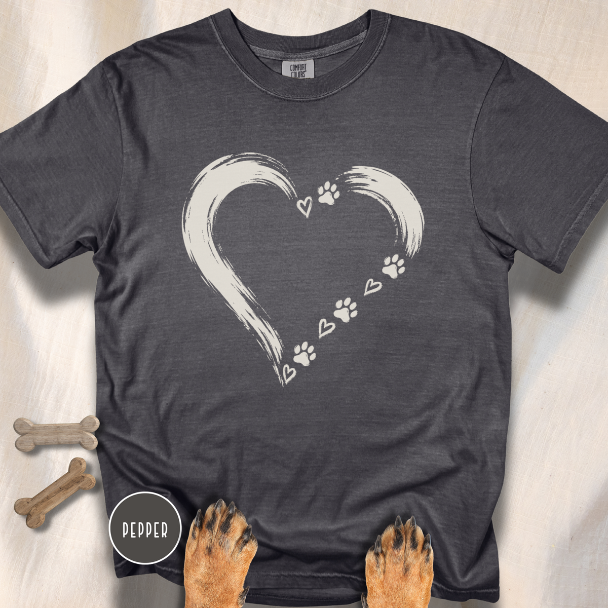 Brushstroke Heart Dog Paw T-Shirt