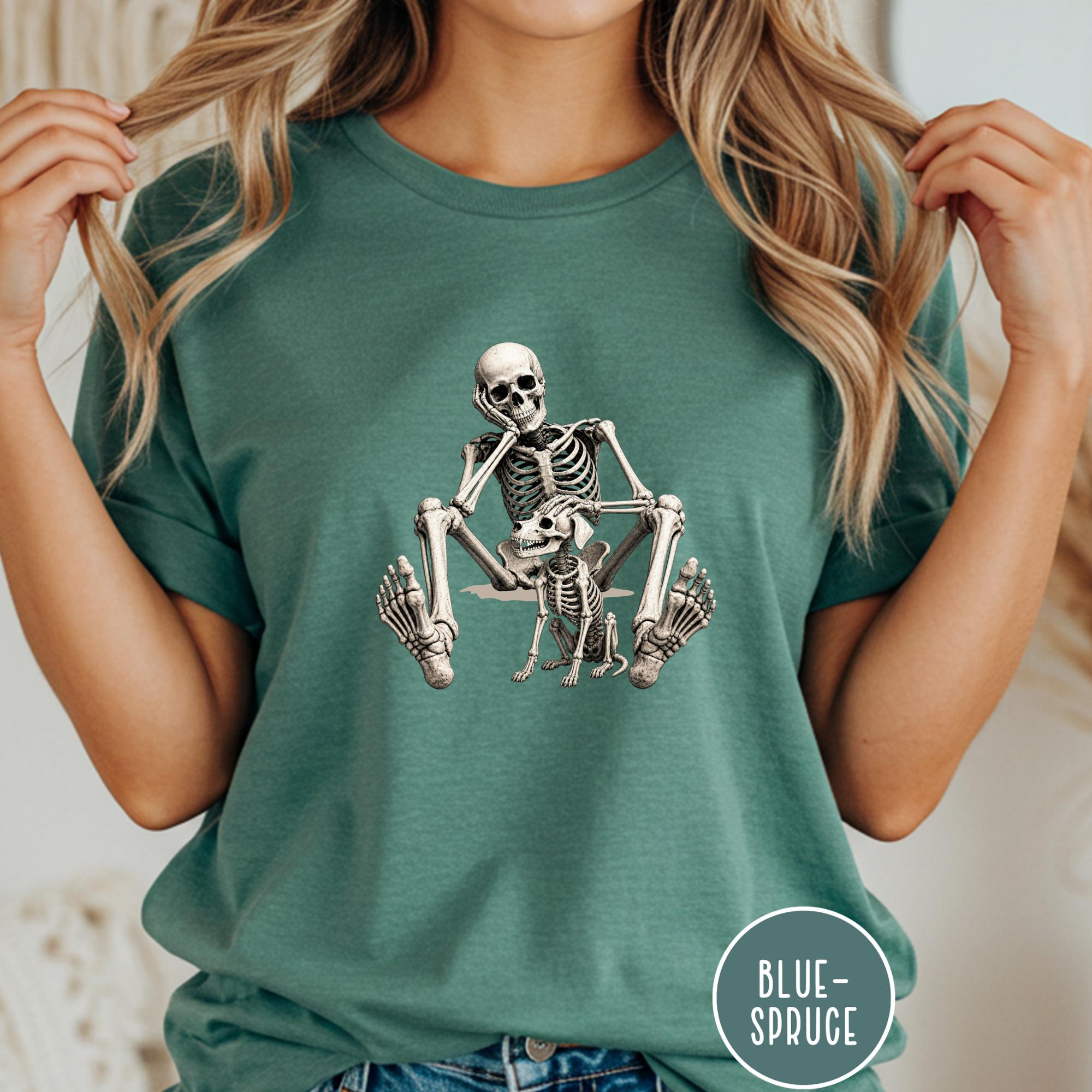 Skeleton Pets His Dog T-Shirt