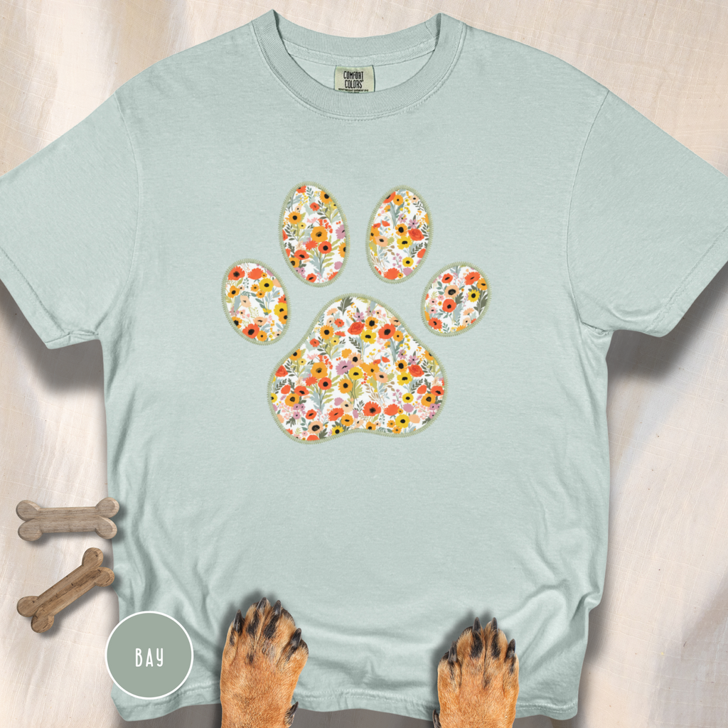 Fall Flowers Dog Paw T-shirt
