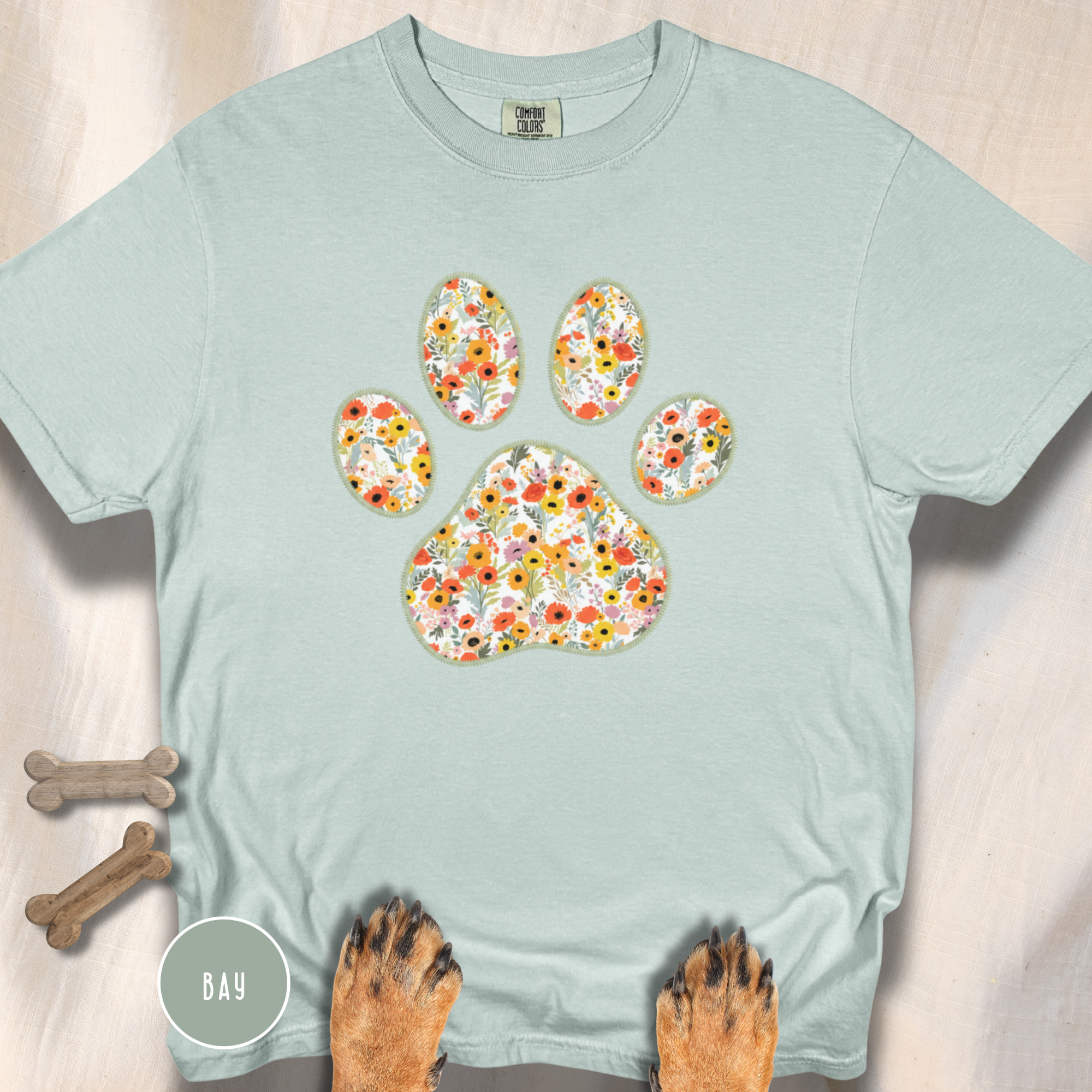 Fall Flowers Dog Paw T-shirt