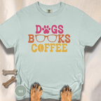 Dogs Books Coffee T-shirt