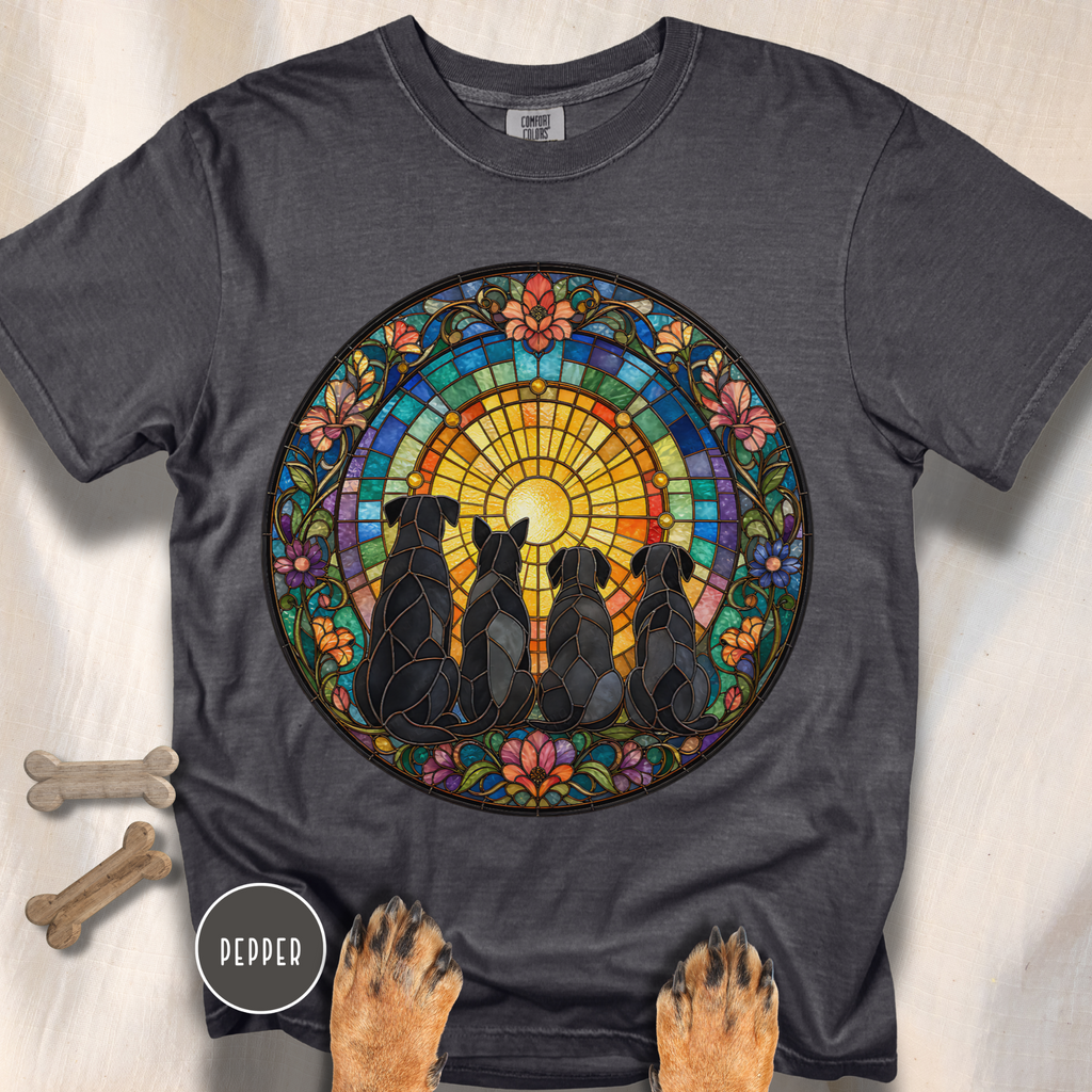 All The Dogs Victorian Stained Glass T-shirt