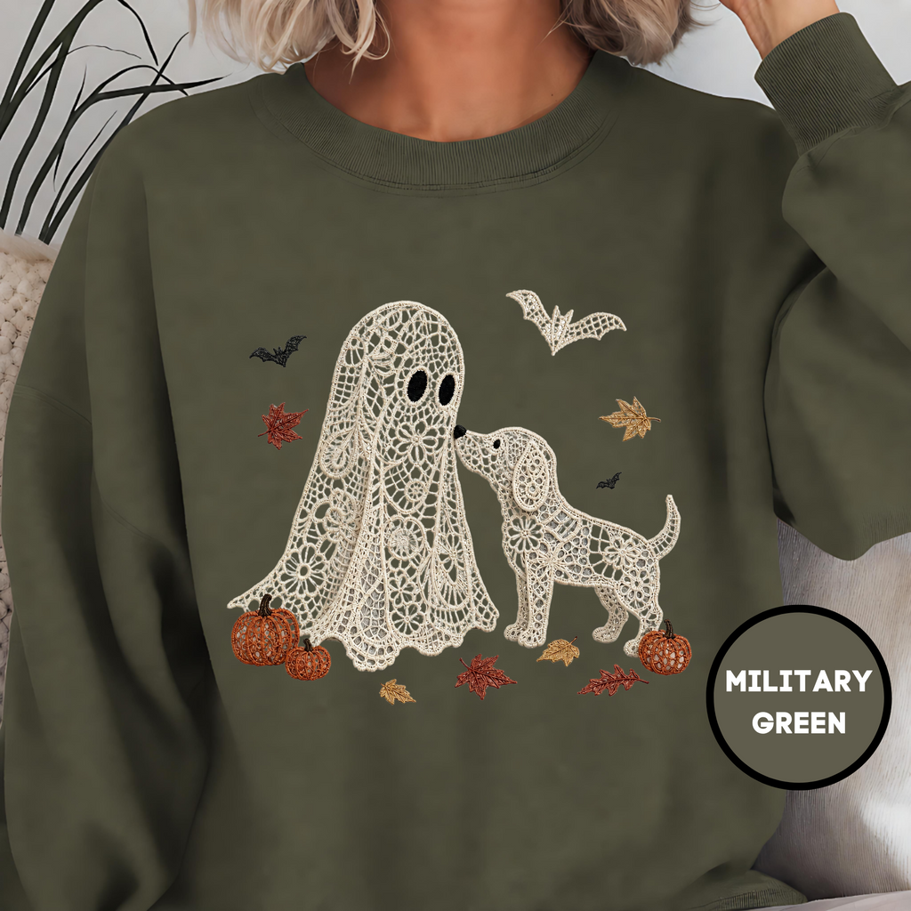 Lace Ghost with Lace Dog in Autumn T-shirt