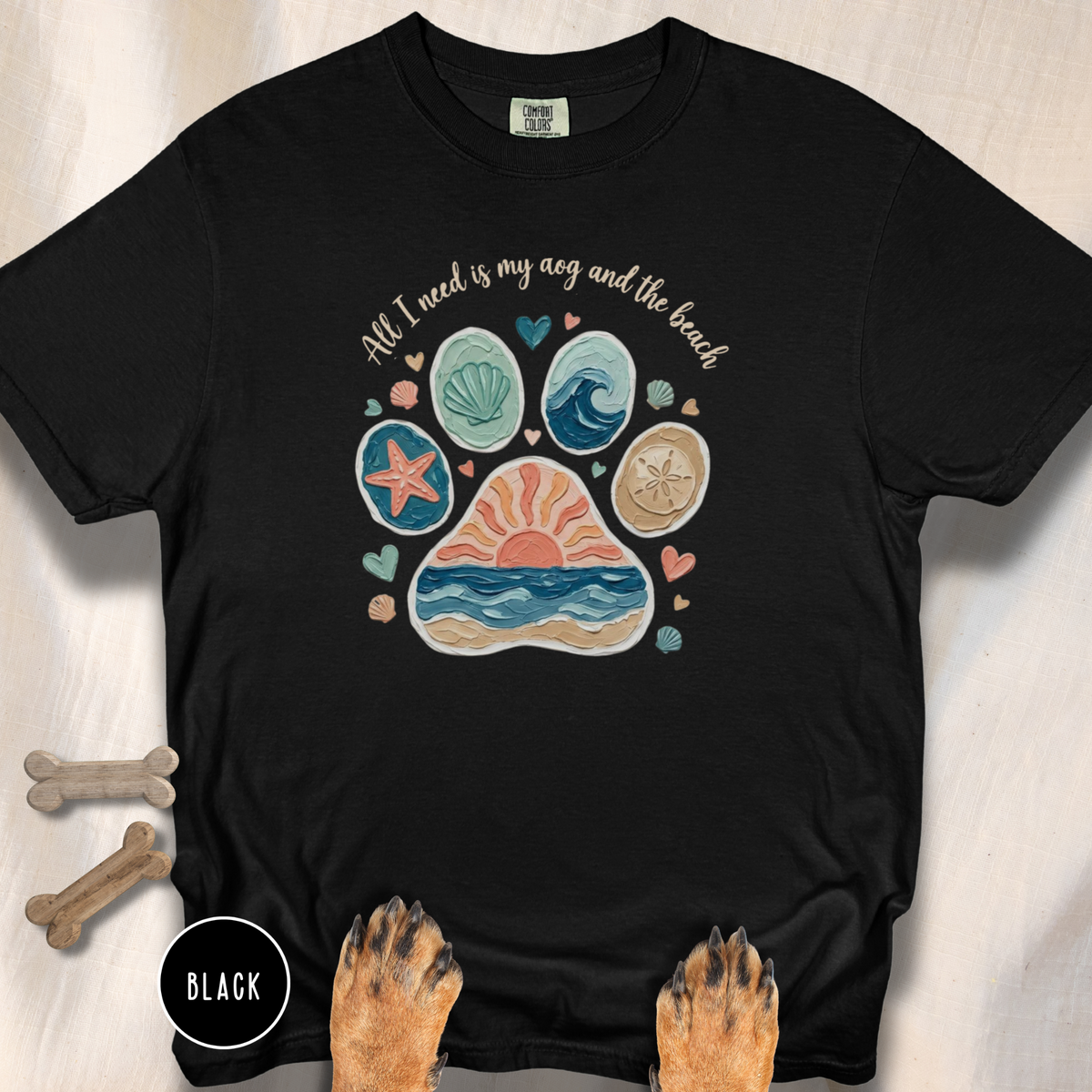 Coastal Dog Lover T-Shirt for Beach Loving Dog Moms