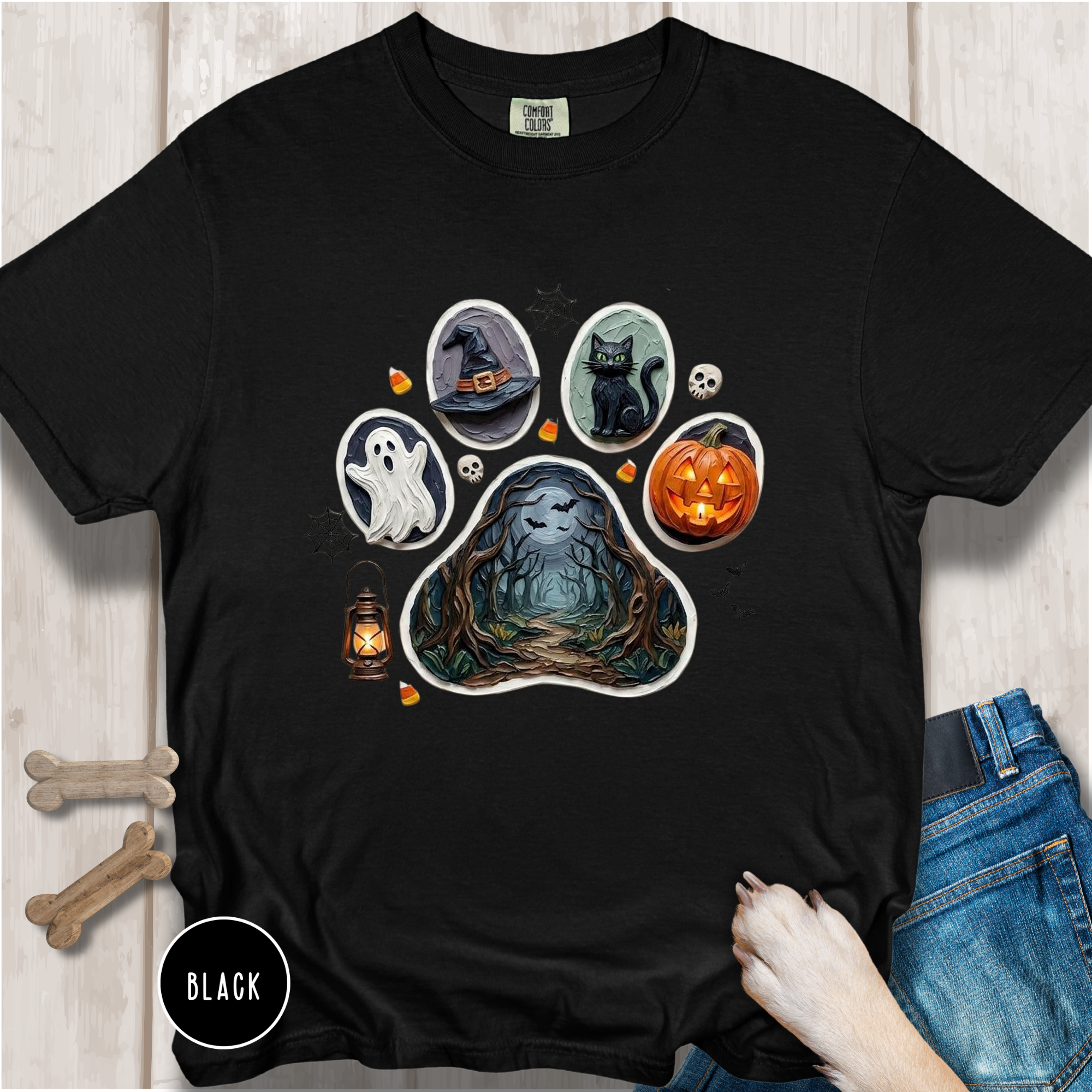 Spooky Season Dog Paw Comfort Colors T-Shirt