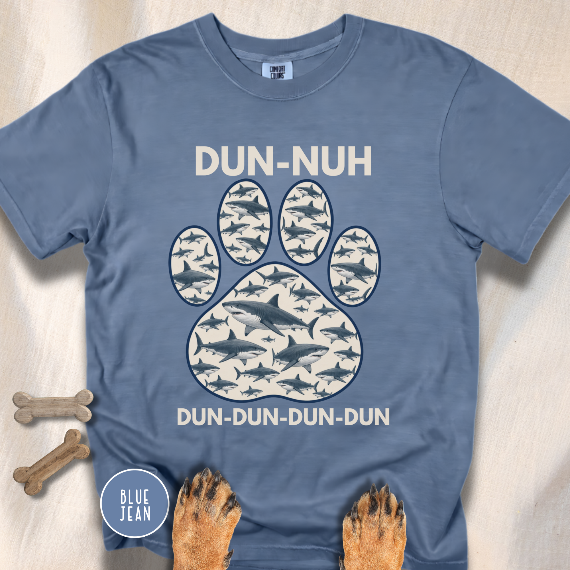 Shark Theme Song Paw Print T-shirt