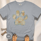 Faux Patchwork Coastal Seashore Dog Paw T-Shirt