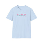 I'd Love To, But My dog won't let me- pink dark grey text- T-shirt