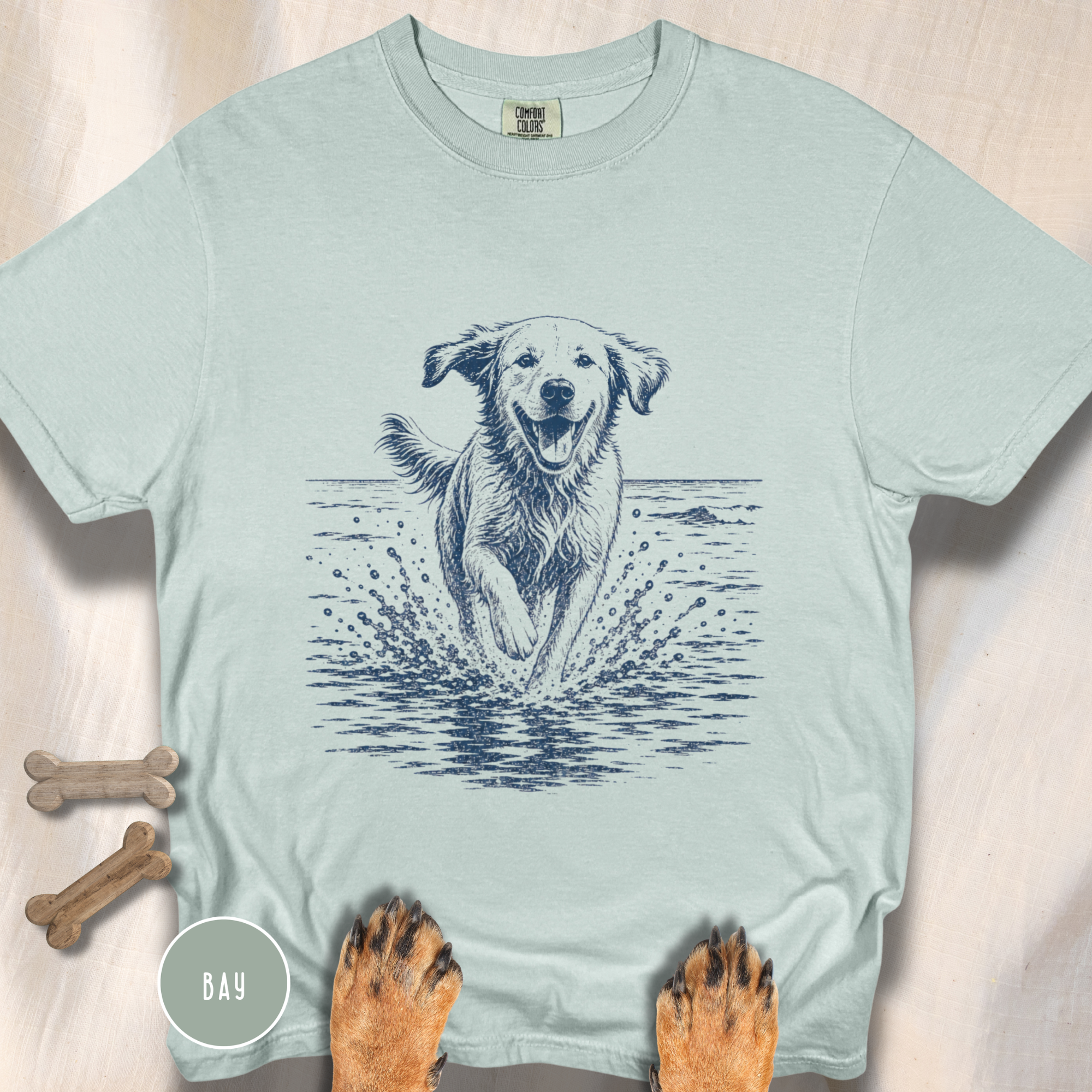 Dog Splashing on the Shoreline T-shirt