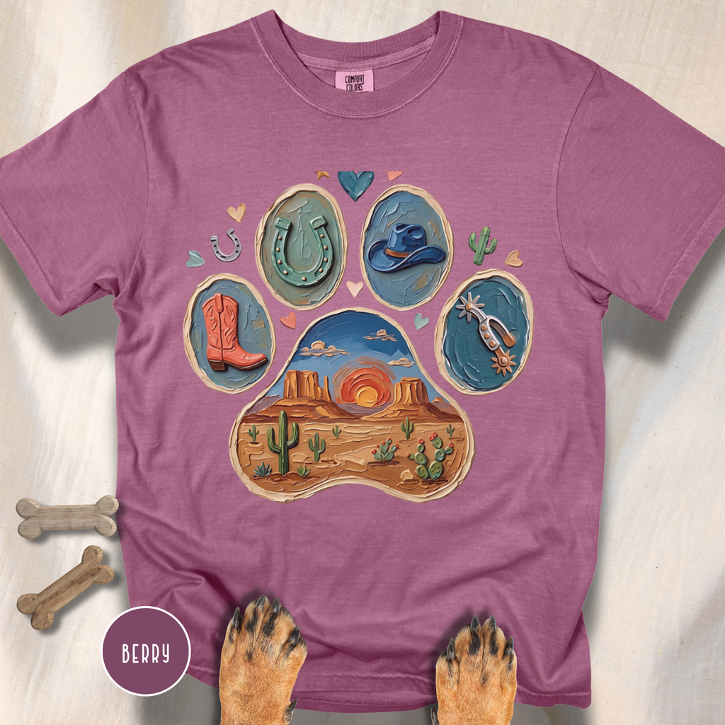 Western Desert Cowboy Paw Print T-Shirt