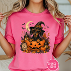 Dachshund in a Jack-o-Lantern T-shirt