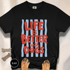 Life is Better with Dogs striped T-shirt