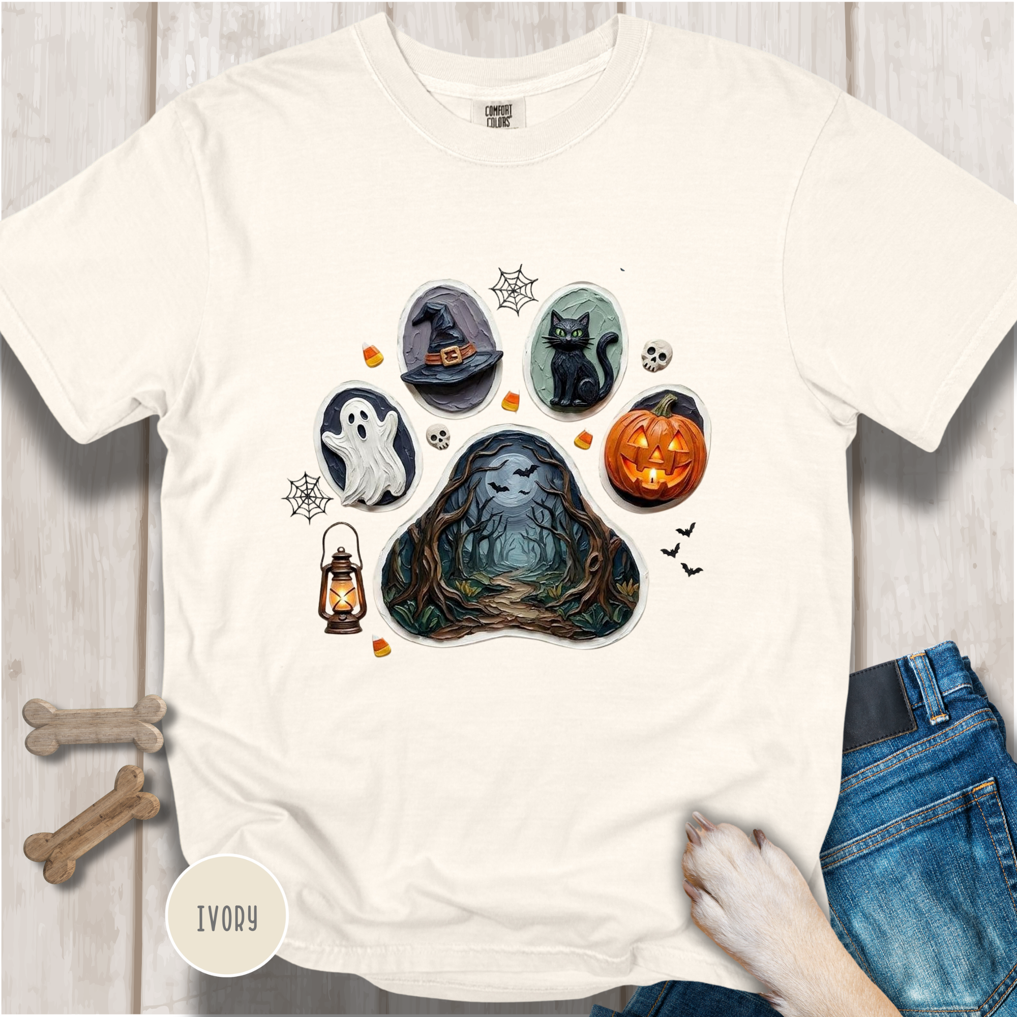 Spooky Season Dog Paw Comfort Colors T-Shirt