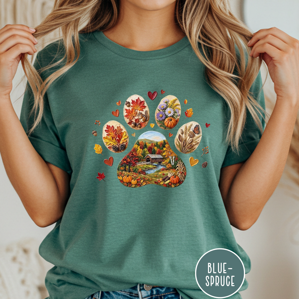 Fall in New England Dog Paw T-shirt