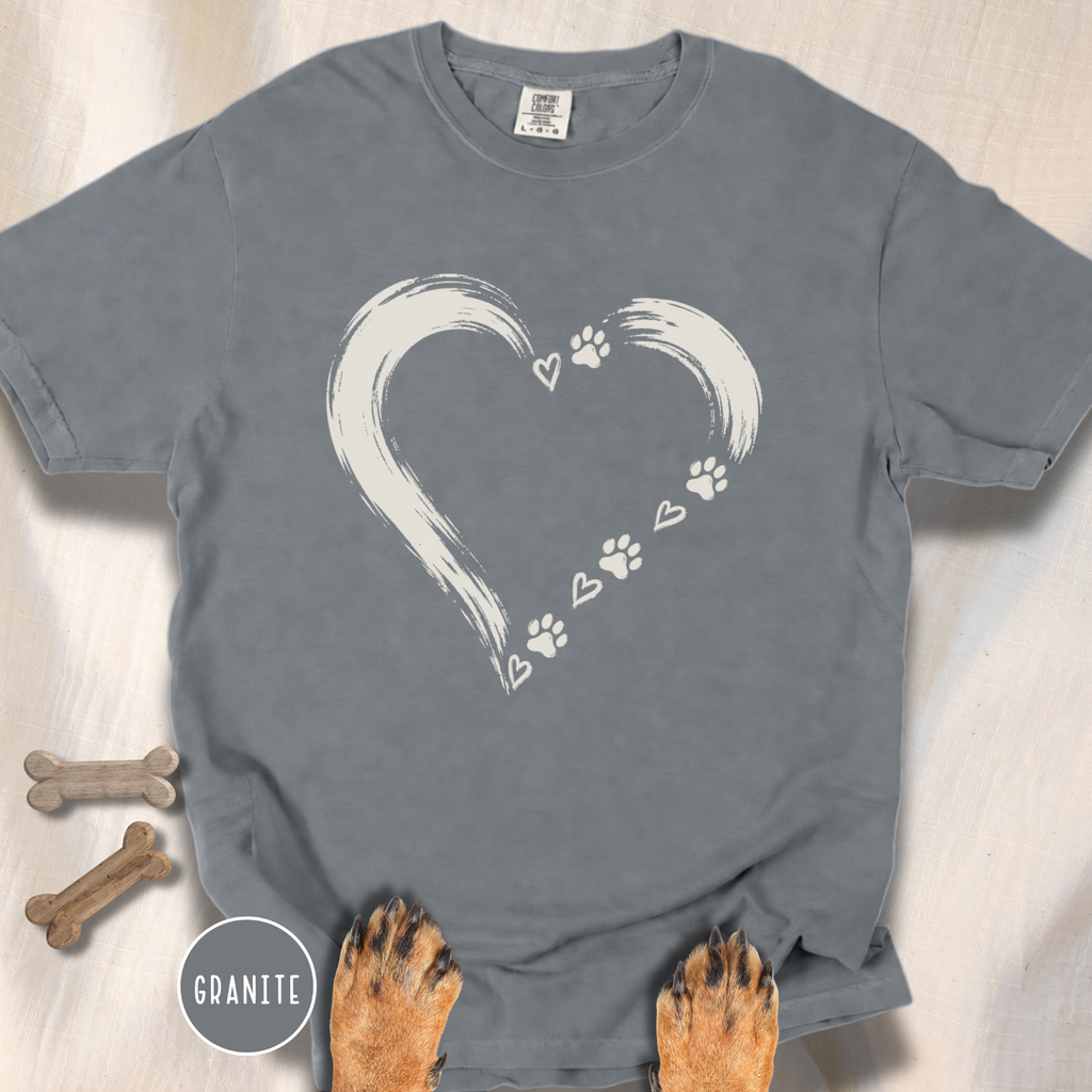 Brushstroke Heart Dog Paw T-Shirt