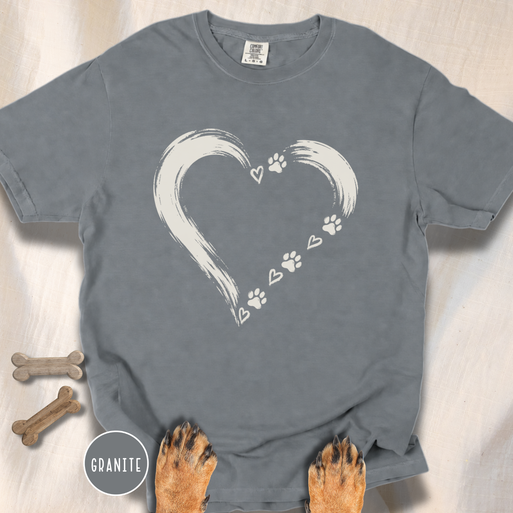 Brushstroke Heart Dog Paw T-Shirt