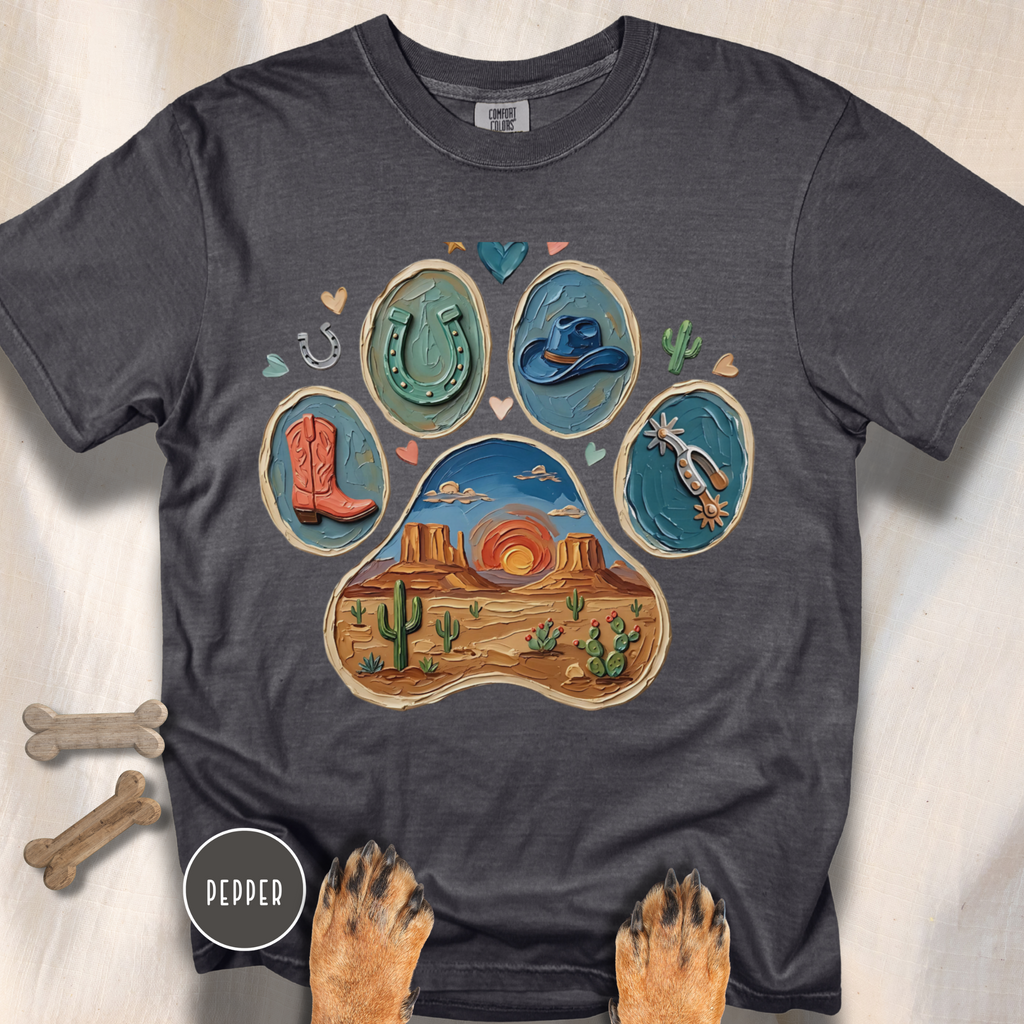 Western Desert Cowboy Paw Print T-Shirt