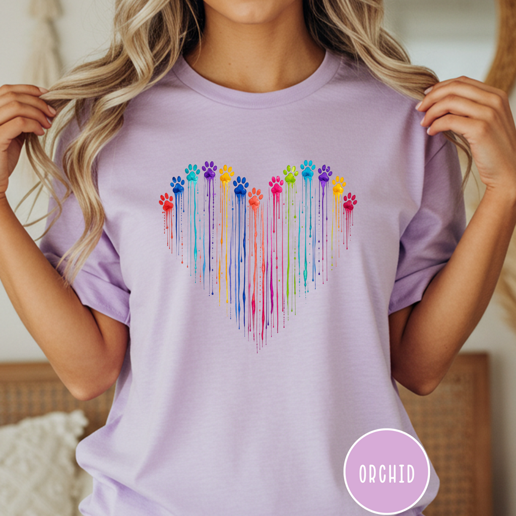 Paw Print Paint Heart T-shirt
