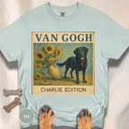 Personalized Black Lab Van Gogh Sunflowers Down T-Shirt