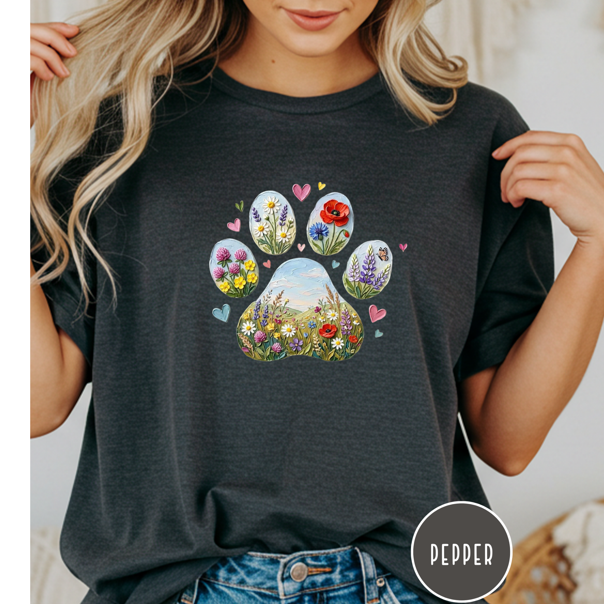 Meadow of Wildflowers Dog Paw T-Shirt