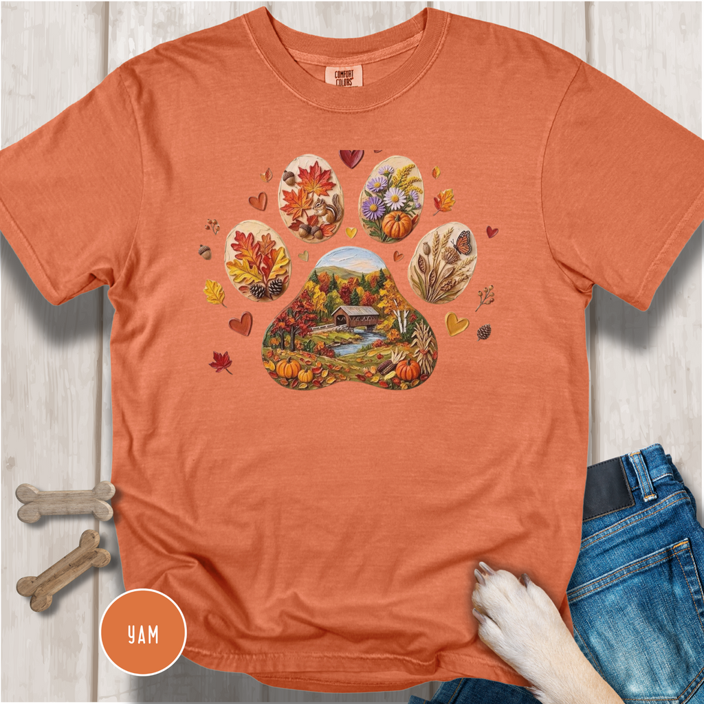 Fall in New England Dog Paw T-shirt