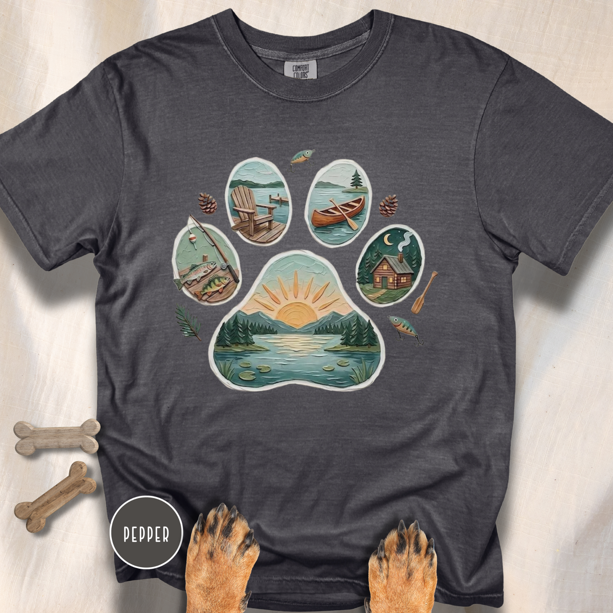 Lake Life Dog Paw T-Shirt
