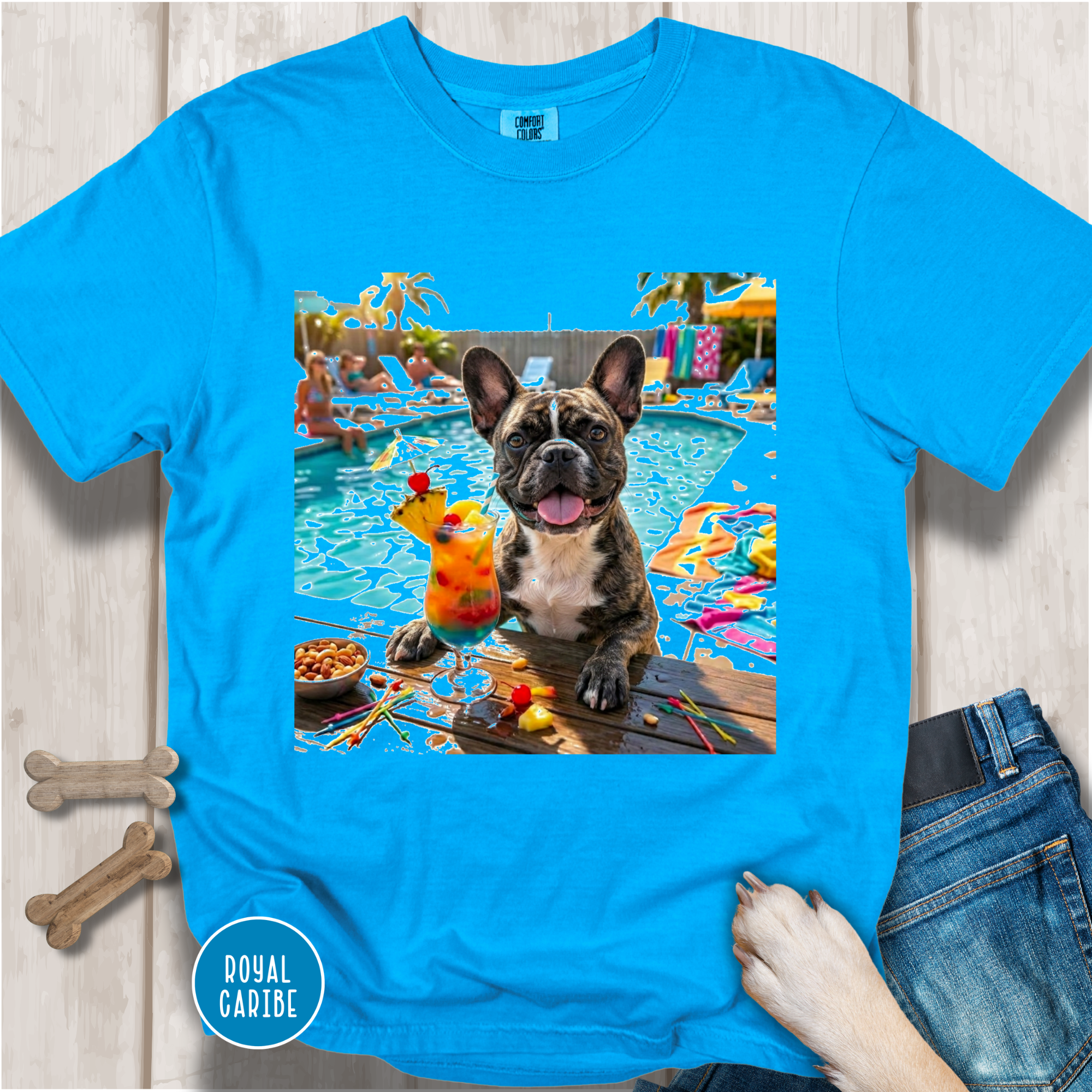 French Bulldog Pool Party T-shirt.