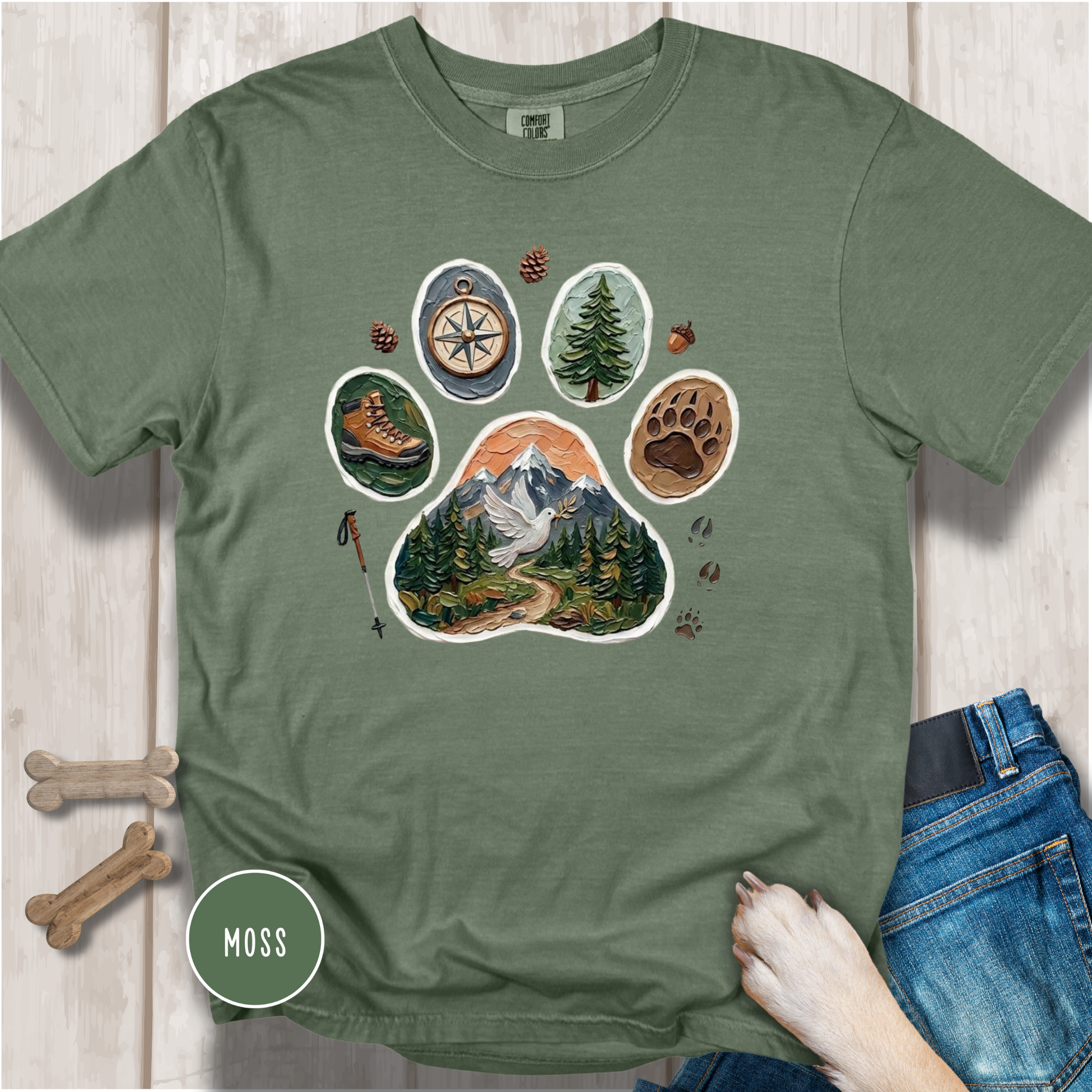 Trail Dog Paw Comfort Colors T-Shirt
