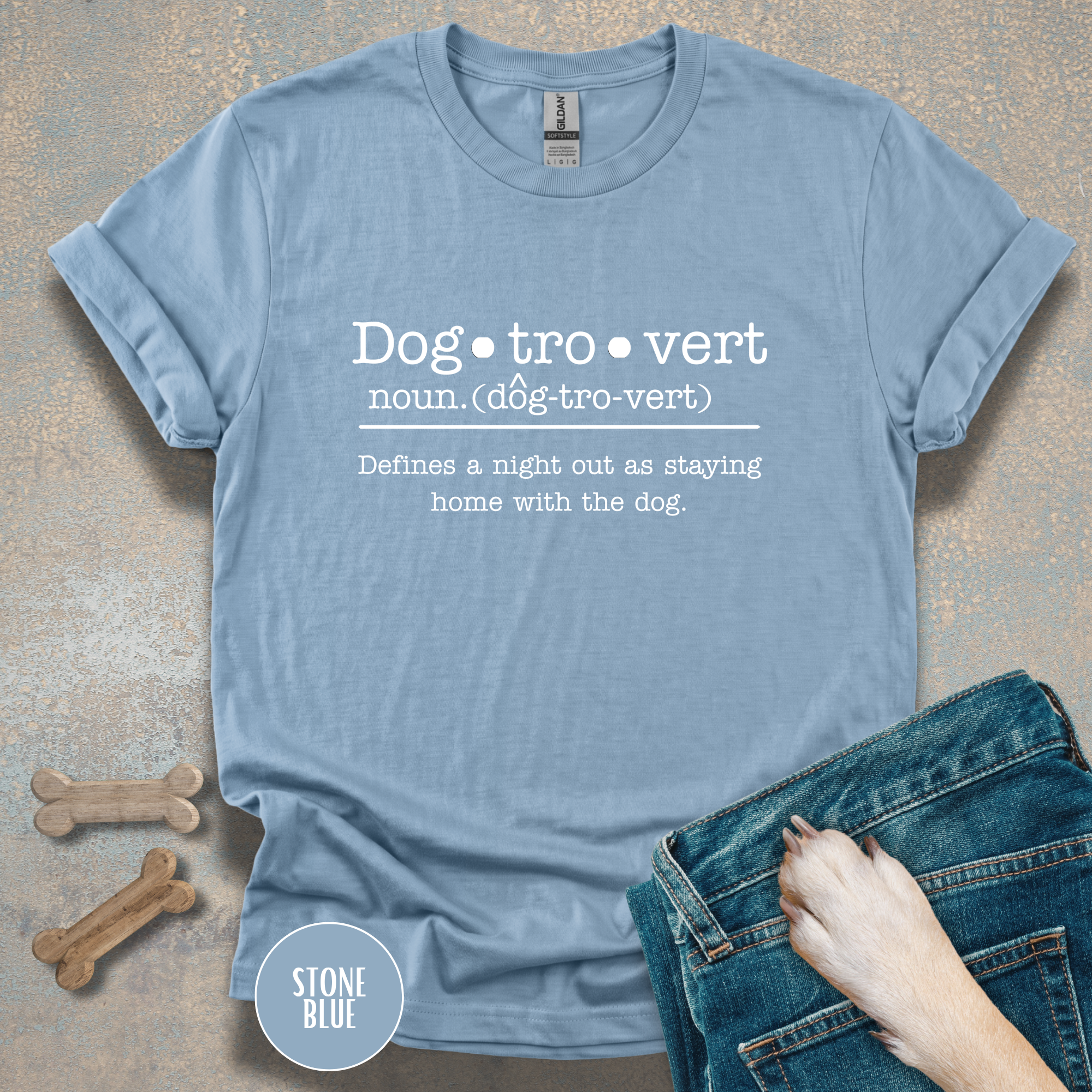 Dogtrovert Definition T-shirt. Defines a Night Out as a Night in...with the dog