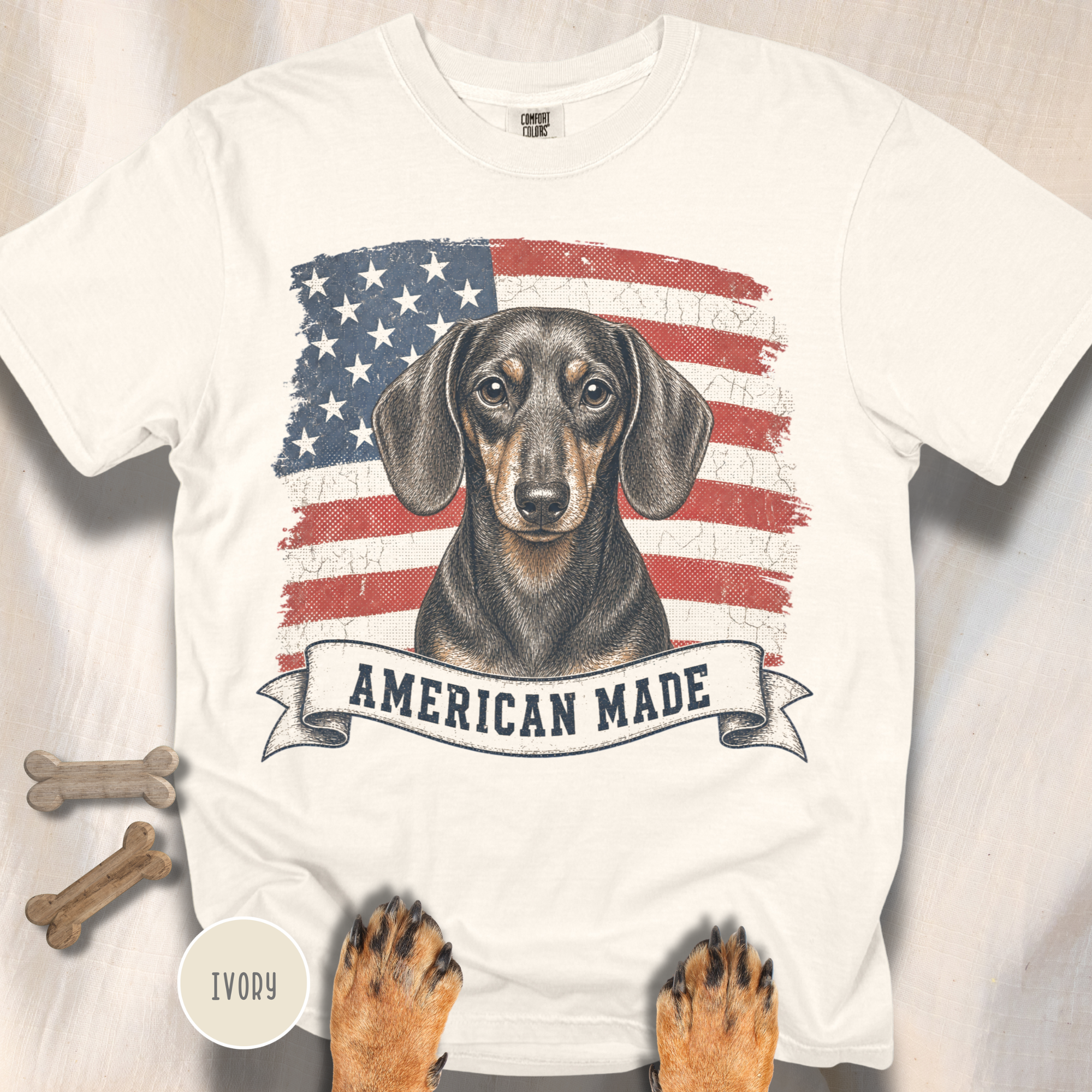 Dachshund American Made USA flag T-shirt