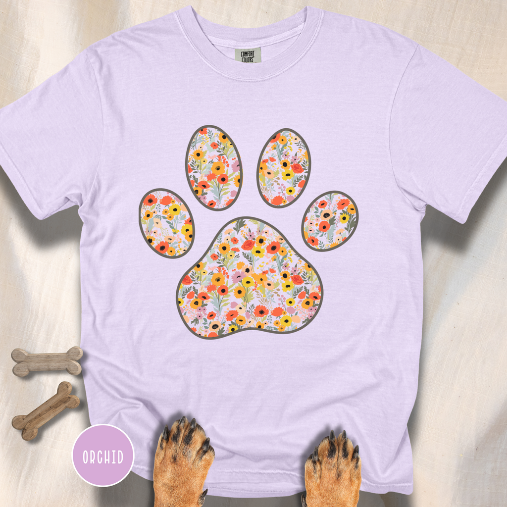 Fall Flowers Dog Paw T-shirt