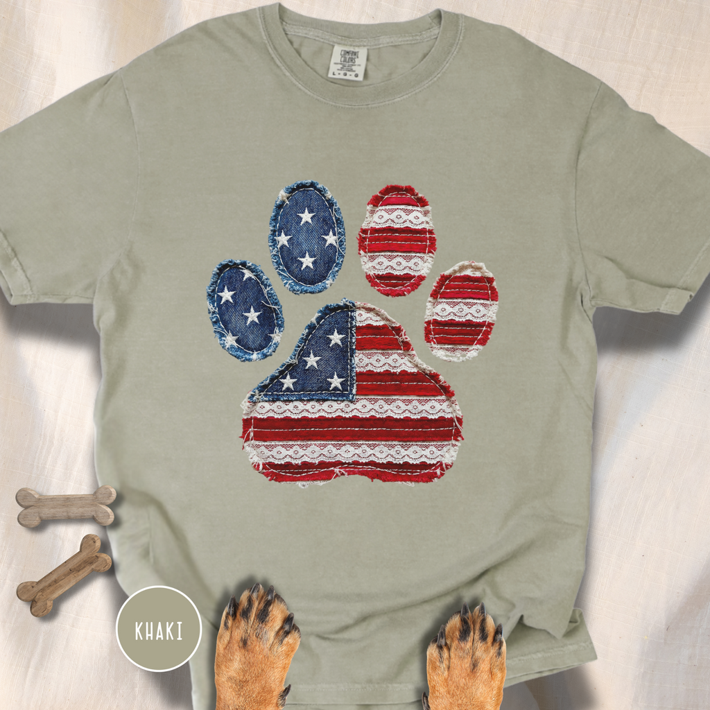 USA Pawtriot Dog Paw T-shirt