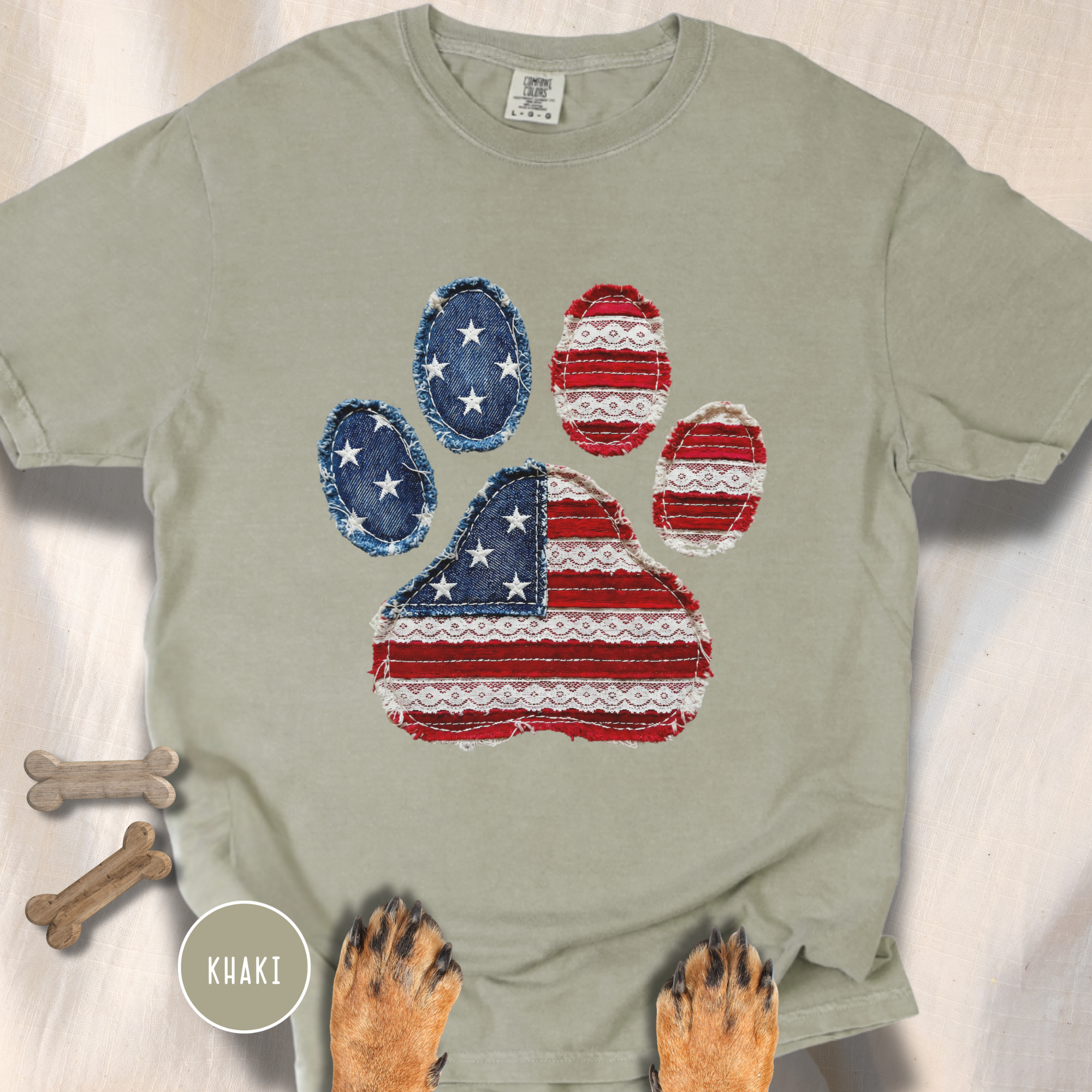 USA Pawtriot Dog Paw T-shirt